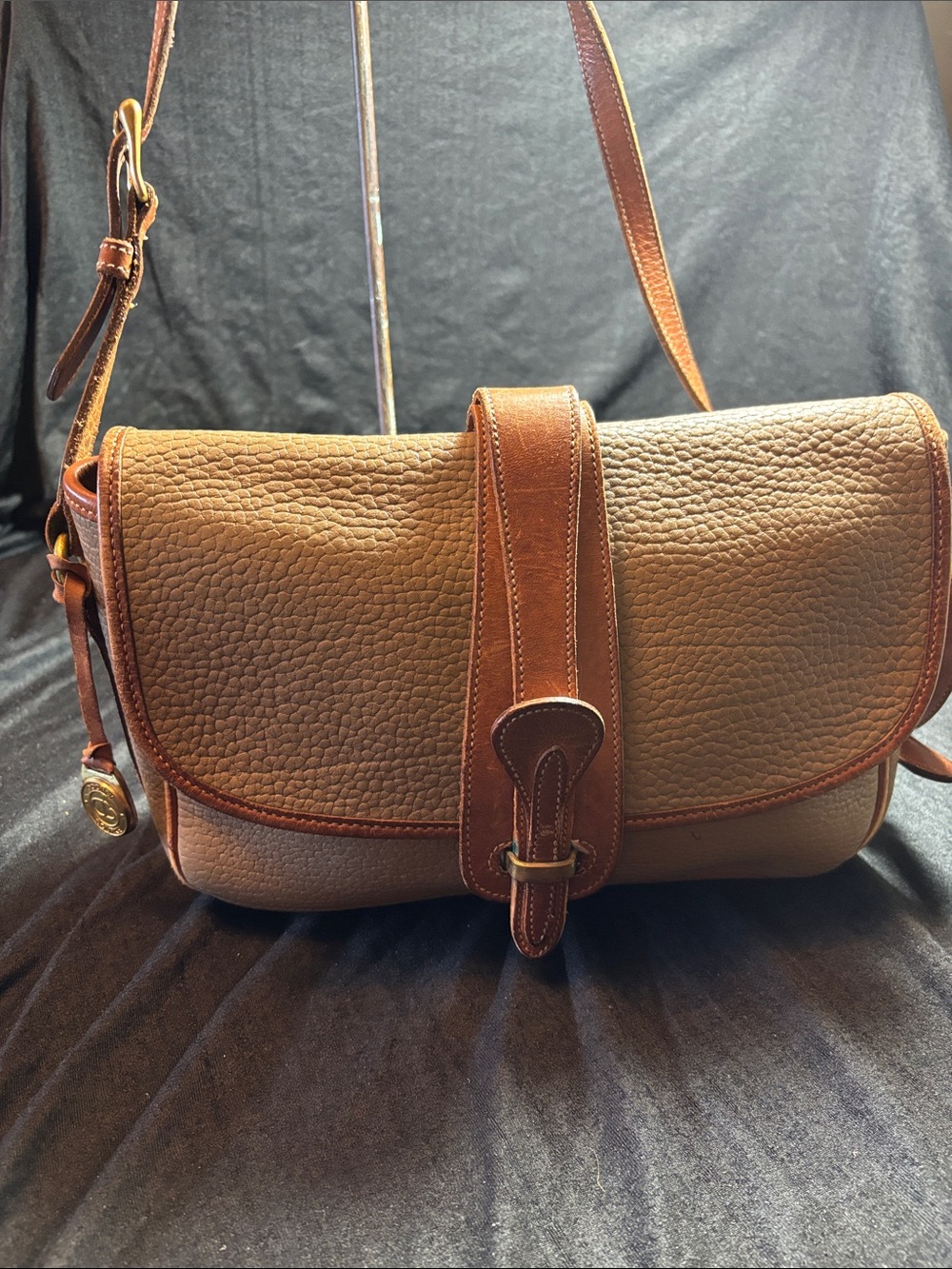 Classic Brown Tan Pebble Dooney Bourke Leather Crossbody Bag - Brown